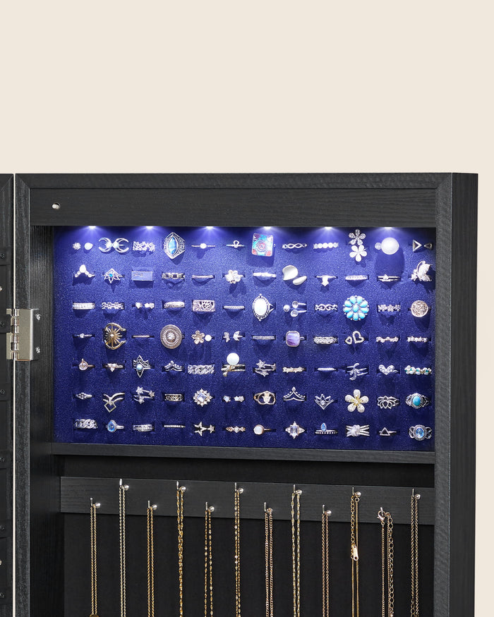 Valora MOBILE PORTAGIOIE SPECCHIATO con interno in velluto nero appeso alla parete