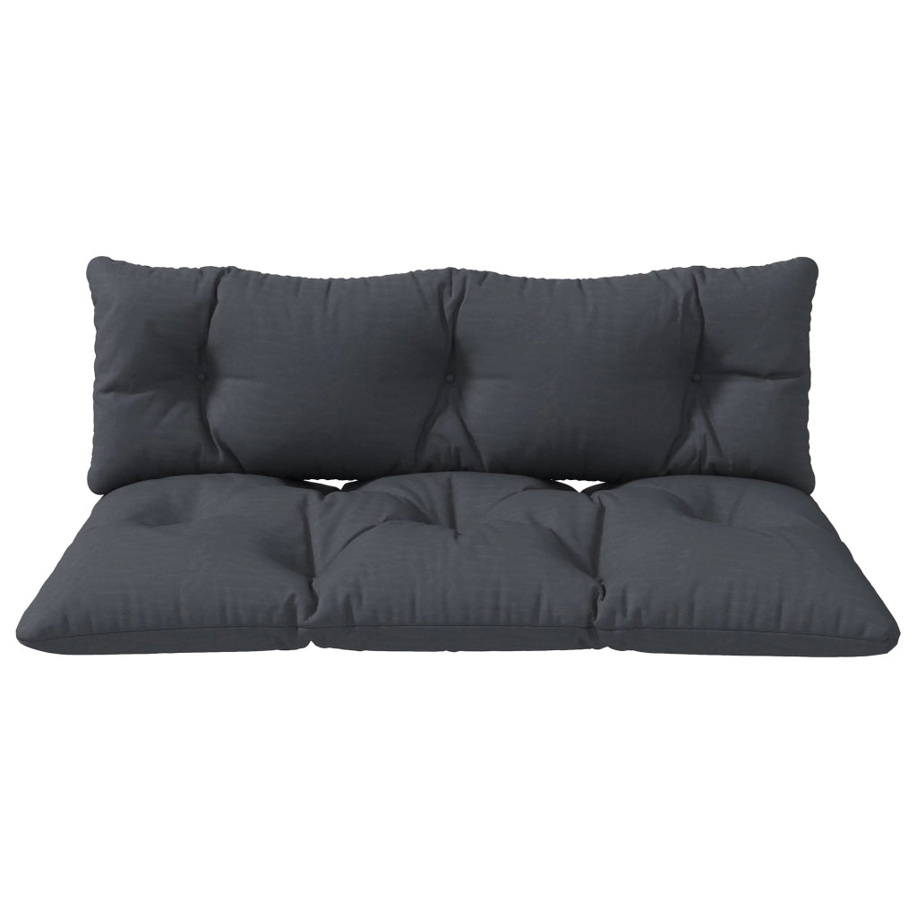 Set 2 Cuscini da Giardino per Divani e Pallet in Poliestere con Imbottitura Spessa Grigio Carbone