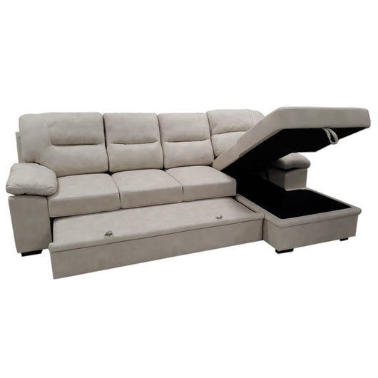 DIVANO LETTO SILVIO DX 290X160XH100CM BEIGE NABUK