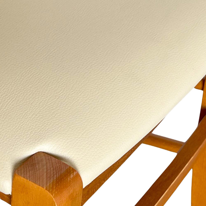 Sedia Venezia in legno ciliegio con schienale a croce seduta in similpelle beige