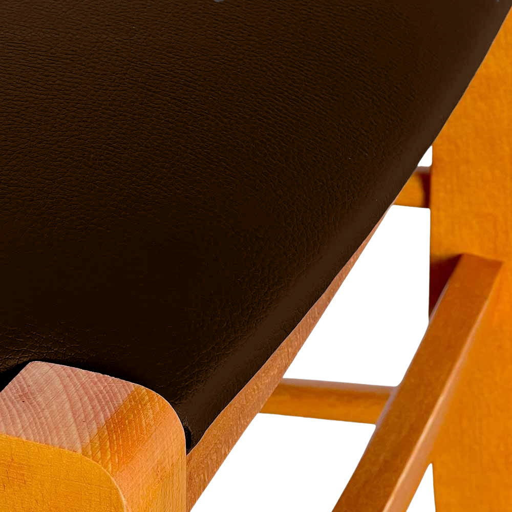 Sedia Venezia in legno ciliegio con schienale a croce seduta similpelle marrone