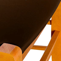 Sedia Venezia in legno ciliegio con schienale a croce seduta similpelle marrone