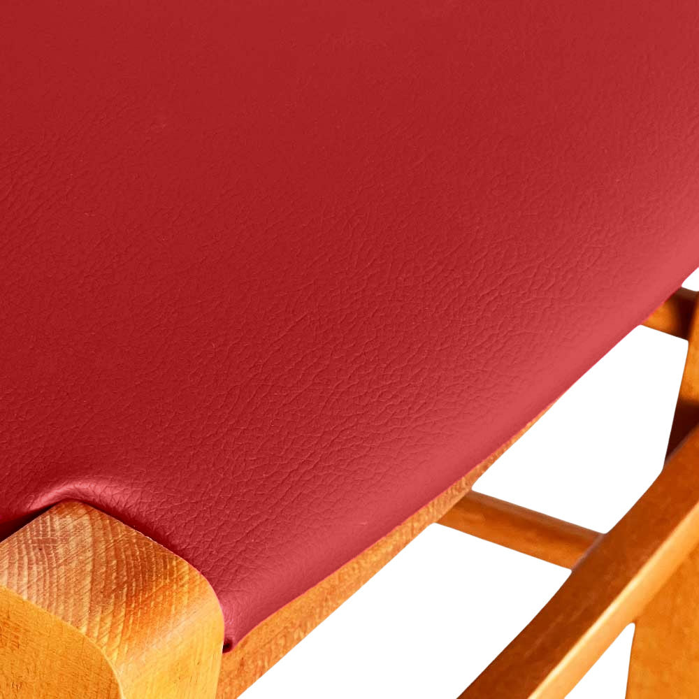 Sedia Venezia in legno ciliegio con schienale a croce seduta in similpelle rosso