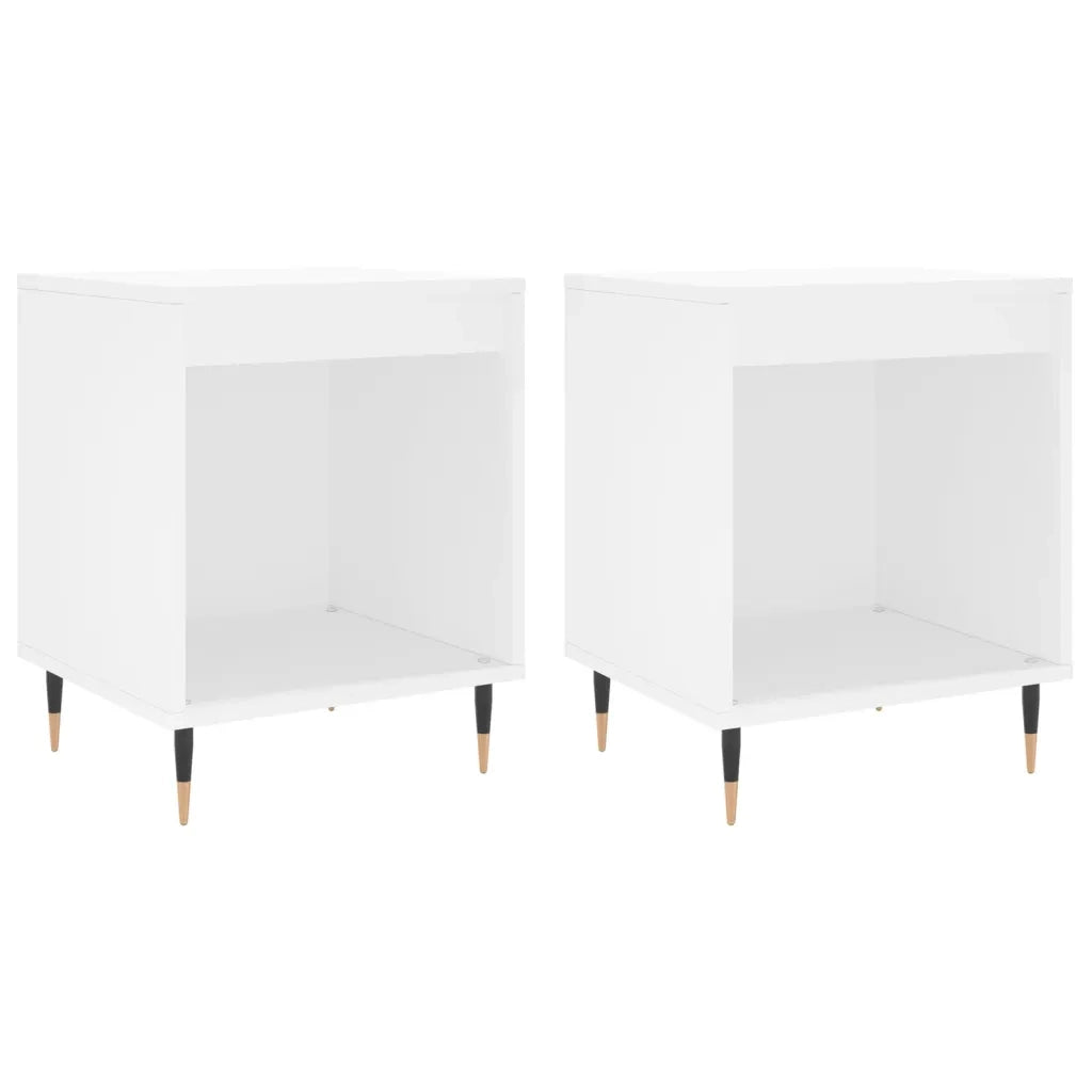 Comodini 2pz-Set di 2 Tavolino da notte Bianchi 40x35x50 cm in Legno Multistrato 920683
