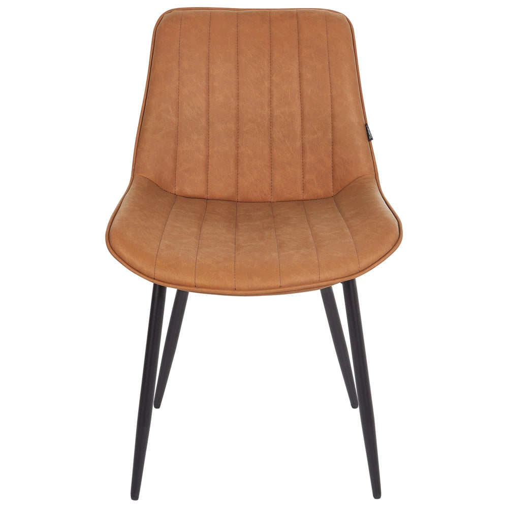 Set di 2 sedie da pranzo in ecopelle marrone con gambe in acciaio nero senza braccioli set da pranzo salotto soggiorno moderno