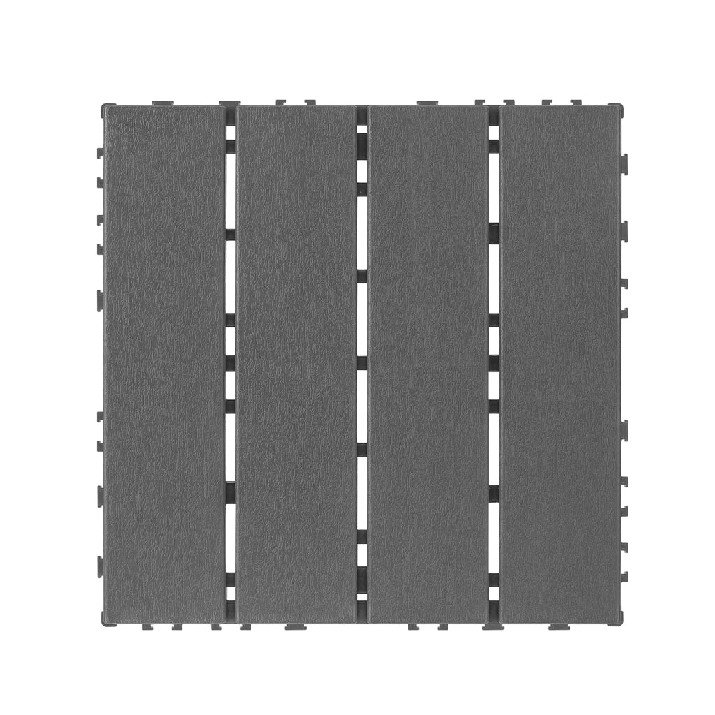 Piastrelle per Pavimento Esterno 30x30 cm; Set 44 Pezzi a Incastro Impermeabili; Grigio Scuro