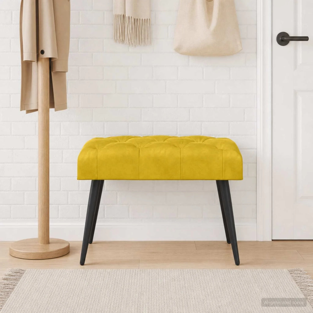 Panchina con bottoni imbottiti Giallo 60 x 40 x 45 cm Velluto 42038550