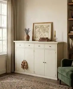 Credenza madia buffet mod Lia in legno Shabby chic avorio anticato