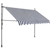 Tenda da Sole Retrattile Manuale con LED 250 cm Blu e Bianca 145844