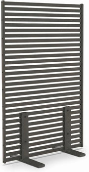Paravento Decorativo Traforato 80 x 150 cm con lamelle Orizzontali in Metallo Grigio Antracite