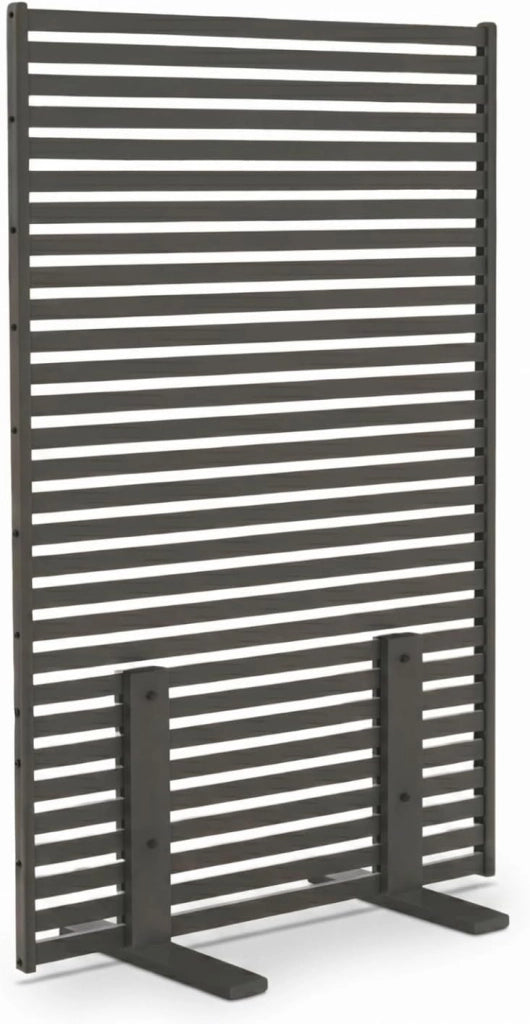 Paravento Decorativo Traforato 80 x 150 cm con lamelle Orizzontali in Metallo Grigio Antracite