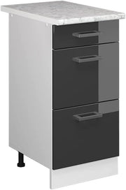 Base universale R-Line, Antracite lucido, 40 cm con cassetti, adatto per la conservazione di accessori per la pulizia e per la casa