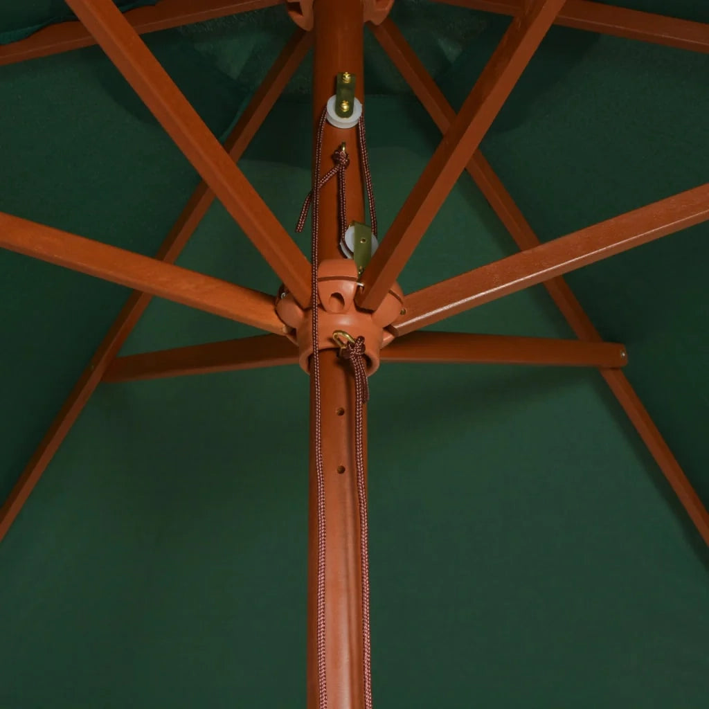Ombrellone mobile da giardino con palo in legno 270 x 270 cm verde 02_0008141