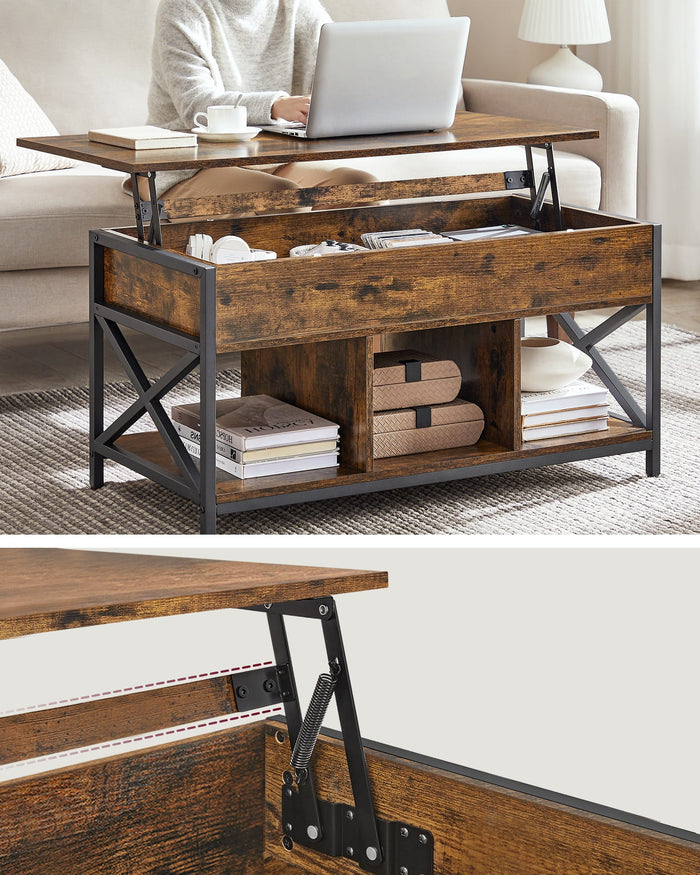 TAVOLINO DA CAFFÈ Valora in metallo marrone rustico per soggiorno