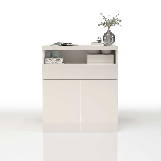 WHOUS Credenza Soggiorno Bianco Lucido, Made in Italy STILE: 2 ante e 1 cassetto