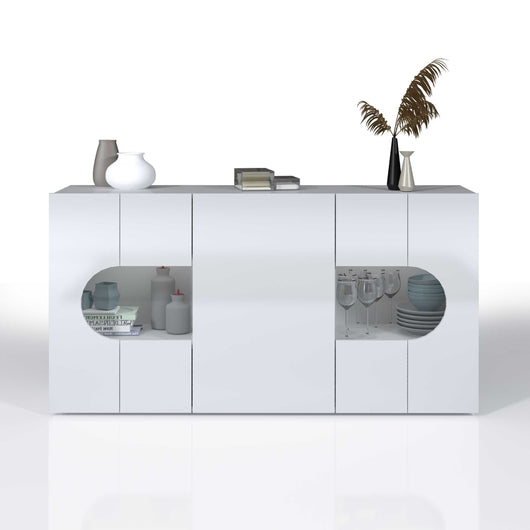 WHOUS Credenza Soggiorno Bianco Lucido, Made in Italy STILE: 3 ante larga