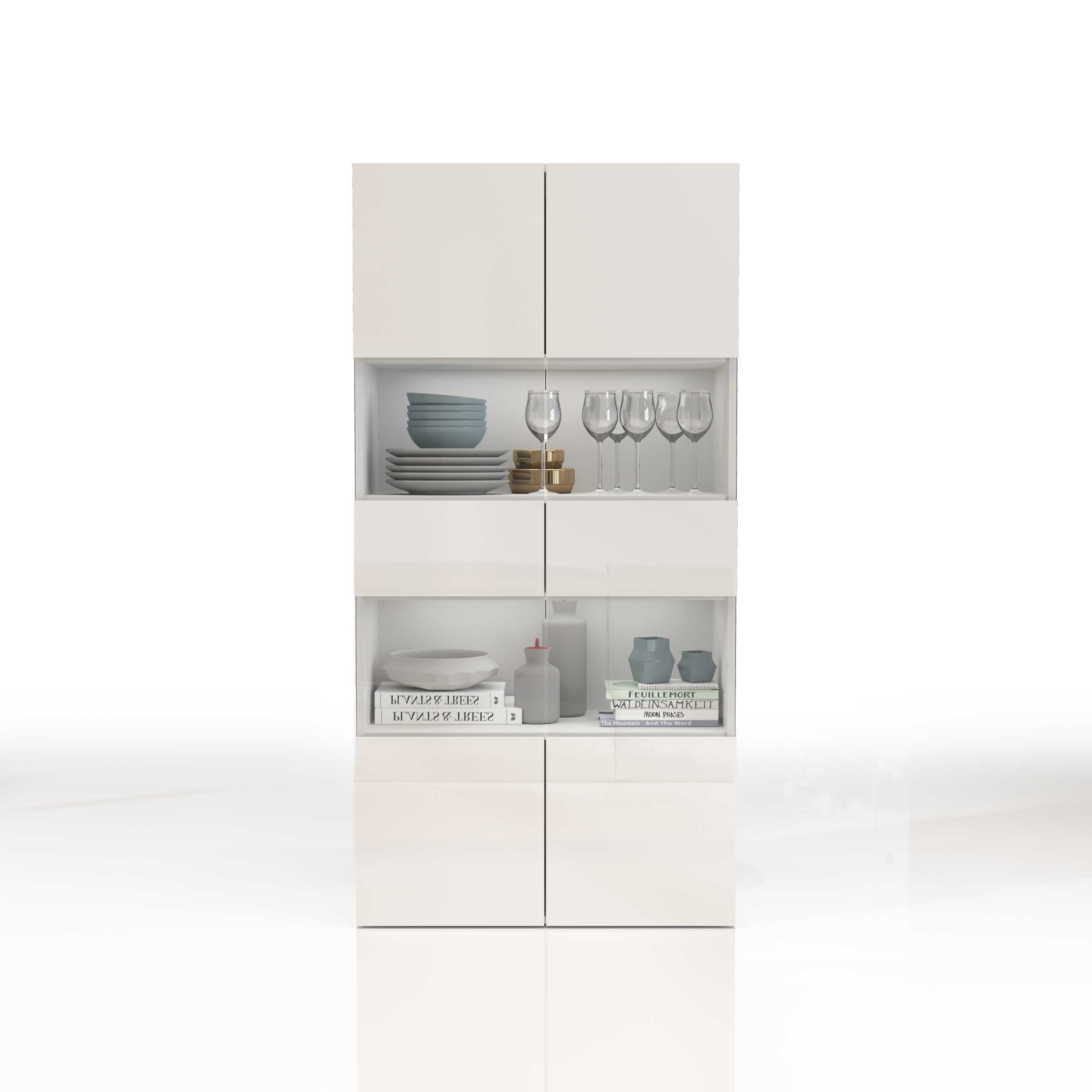 WHOUS Vetrina Soggiorno Bianco Lucido, Made in Italy STILE: 2 ante