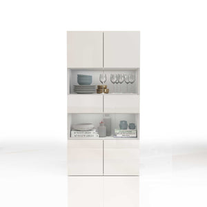 WHOUS Vetrina Soggiorno Bianco Lucido, Made in Italy STILE: 2 ante