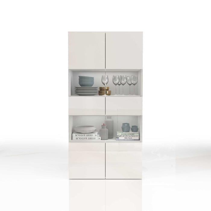 WHOUS Vetrina Soggiorno Bianco Lucido, Made in Italy STILE: 2 ante