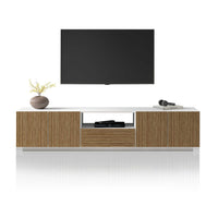 WHOUS Mobile Porta TV in Stile Canneté, Made in Italy COLORE: Bianco opaco/Legno chiaro, STILE: 4 ante e 1 cassetto