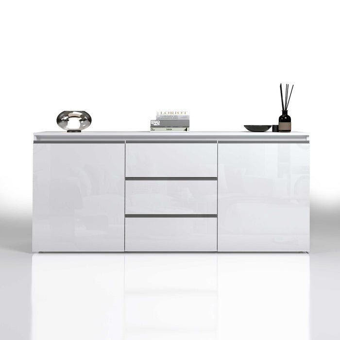 WHOUS Credenza Cassettiera Bianco Lucido, Made in Italy STILE: 2 ante e 3 cassetti stretto