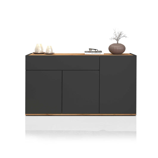 WHOUS Credenza Soggiorno, Made in Italy COLORE: Antracite Opaco e Rovere, STILE: 3 ante e 1 cassetto