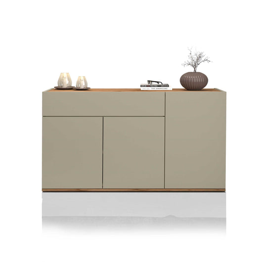 WHOUS Credenza Soggiorno, Made in Italy STILE: 3 ante e 1 cassetto, COLORE: Tortora/rovere