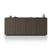 WHOUS Credenza Soggiorno in Stile Canneté, Made in Italy COLORE: Antracite opaco/Legno scuro, STILE: 4 ante