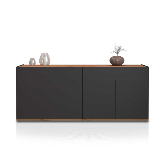 WHOUS Credenza Soggiorno, Made in Italy COLORE: Antracite Opaco e Rovere, STILE: 4 ante e 2 cassetto