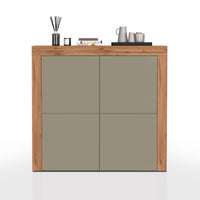WHOUS Credenza Soggiorno, Made in Italy DIMENSIONI: 140x40x130 cm, COLORE: tortora opaco/rovere