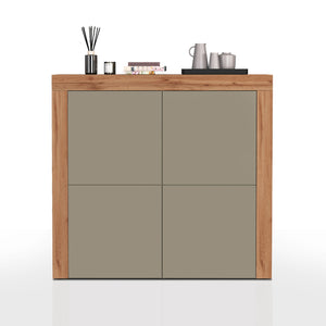 WHOUS Credenza Soggiorno, Made in Italy DIMENSIONI: 140x40x130 cm, COLORE: tortora opaco/rovere