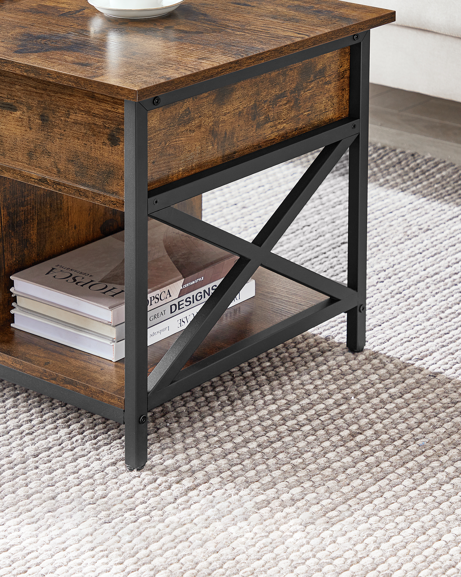 TAVOLINO DA CAFFÈ Valora in metallo marrone rustico per soggiorno