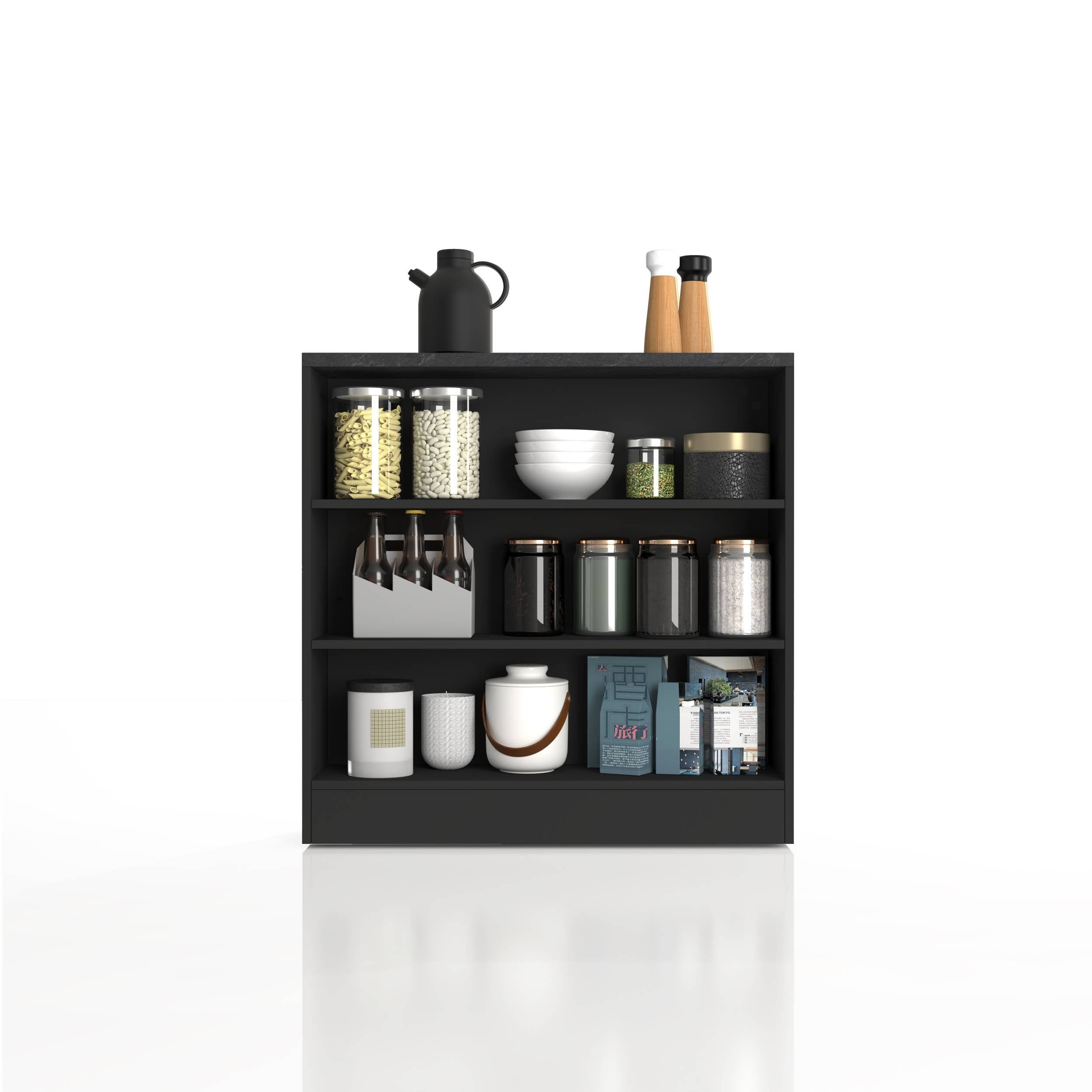 WHOUS Mobile a Scaffale da Cucina 45x34,2x190 cm 90x90x25 cm con 3 Ripiani e 1 Piano d'appoggio, Made in Italy COLORE: antracite opaco/report