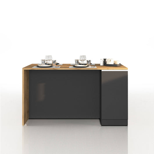 WHOUS Isola da Cucina Multifunzione con Tavolo da Pranzo fino a 4 Persone e Piano da Lavoro con Credenza Contenitiva, Made in Italy STILE: 2 ante, COLORE: Antracite opaco/rovere
