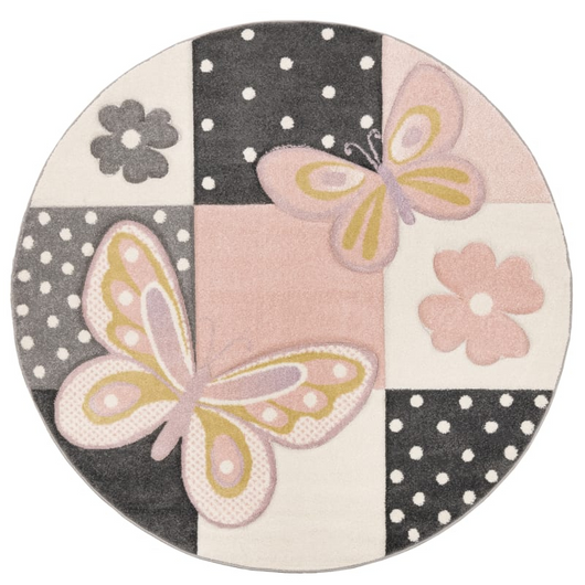 Tappeto cameretta Farfalle per bambini Dimensioni: cm 120 tondo