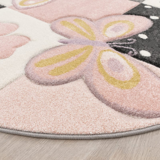 Tappeto cameretta Farfalle per bambini Dimensioni: cm 120 tondo