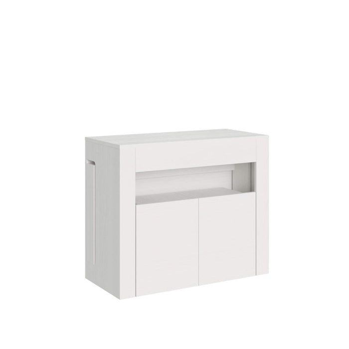 Consolle allungabile con panca inferiore - EVOLVE Colore: Bianco Frassino, Dimensioni: 90x42/302