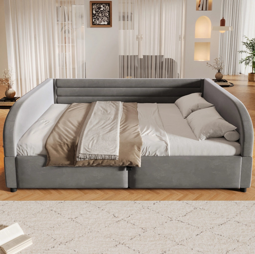 Letto imbottito 140x200 cm con contenitore idraulico e LED