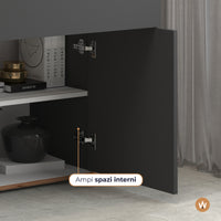 WHOUS Credenza Soggiorno, Made in Italy COLORE: Antracite Opaco e Rovere, STILE: 4 ante e 2 cassetto