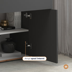 WHOUS Credenza Soggiorno, Made in Italy COLORE: Antracite Opaco e Rovere, STILE: 4 ante e 2 cassetto