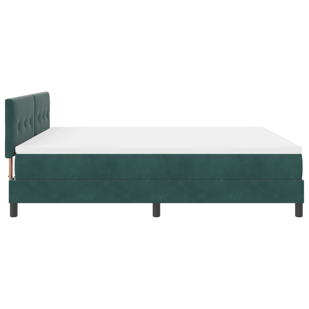 Letto a molla box con materasso e LED Verde scuro 180x200 cm in velluto