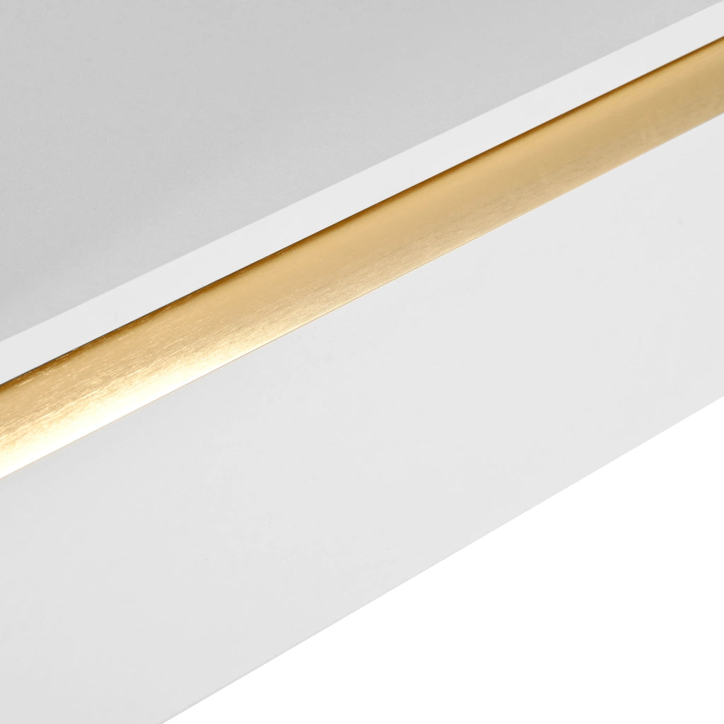Tavolo Trucco con Piano Estraibile, 6 Cassetti, Specchio LED e Maniglie Dorate ¨C MINIMAL ¨C Bianco, 102x100x41.5 cm