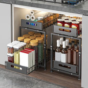Organizzatore 2-in-1 estensibile per contenitore da cucina con regolazione di altezza e cassetti scorrevoli