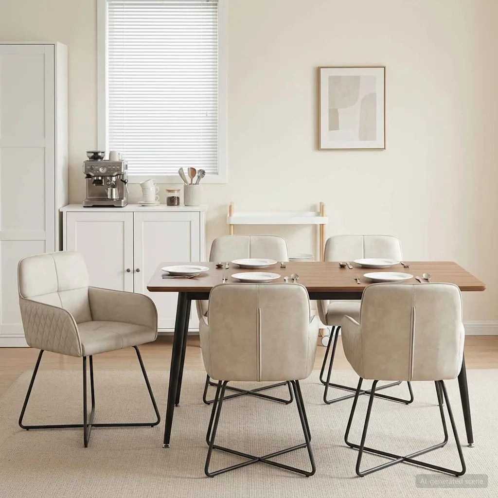 Sedie da pranzo 6 pcs Velluto (V) Crema 59 x 56,5 x 86 cm 3428225