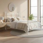 Letto in ferro una piazza e mezza Melissa con decoro floreale bianco opaco 130x200 cm.