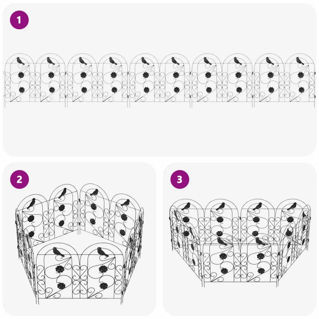 Recinzione per Giardino 5 pcs Nero Acciaio