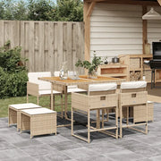Set da Pranzo da Giardino 9 pz con Cuscini Beige in Polyrattan 3211324