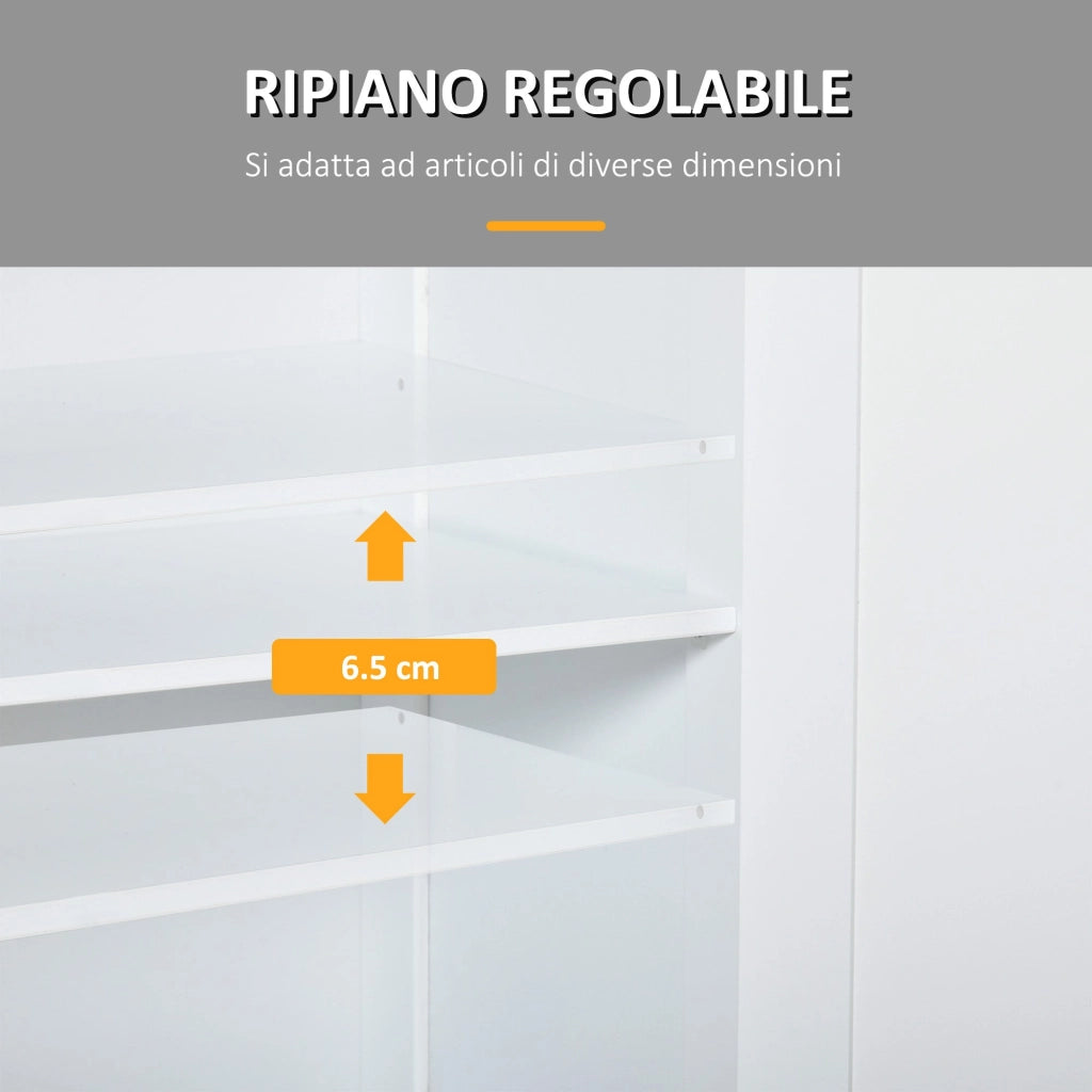 Mobile da Bagno 2 Ante con Cassetti 60x30x75 cm in Legno Bianco