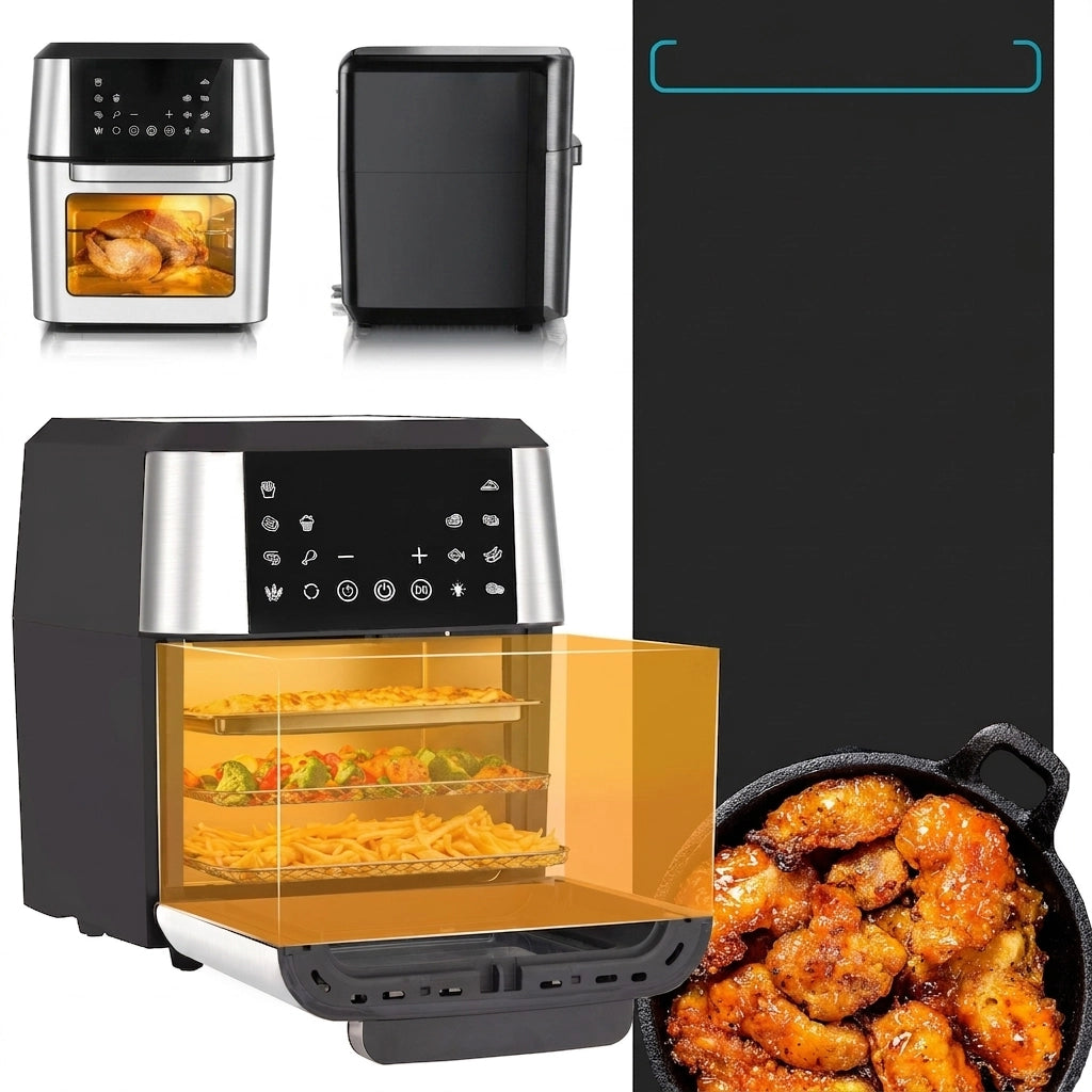 Friggitrice ad Aria XXL 12 L con 12 Funzioni; Touch Screen LED; Girarrosto e Circolazione Aria 360°