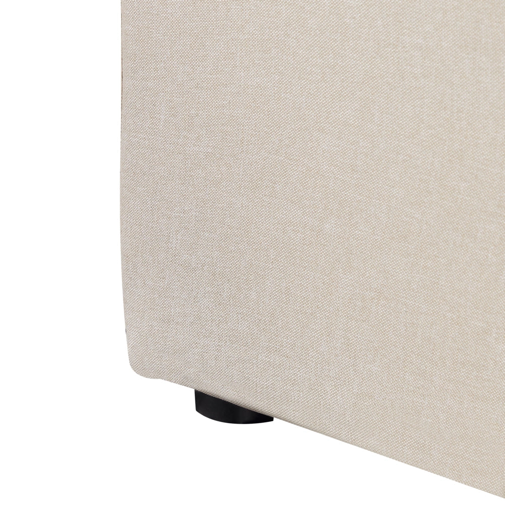Letto a doghe Tessuto in poliestere beige Gambe in legno imbottite Pouf contenitore King Size Design moderno